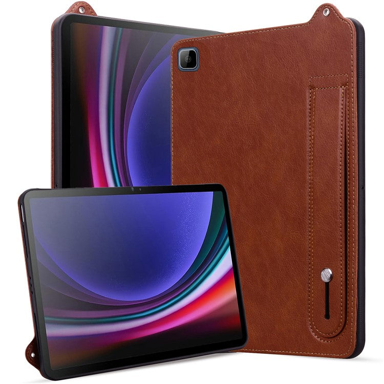 Tablet Case For Honor Pad X8 / Pad X8 Lite / Pad 6 10.1-inch / Huawei Enjoy Tablet 2 10.1 Hand Strap Kickstand Leather Cover - Brown