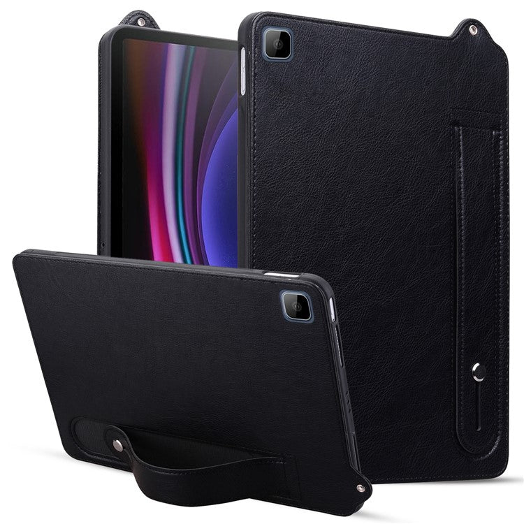 Tablet Case For Honor Pad X8 / Pad X8 Lite / Pad 6 10.1-inch / Huawei Enjoy Tablet 2 10.1 Hand Strap Kickstand Leather Cover - Black