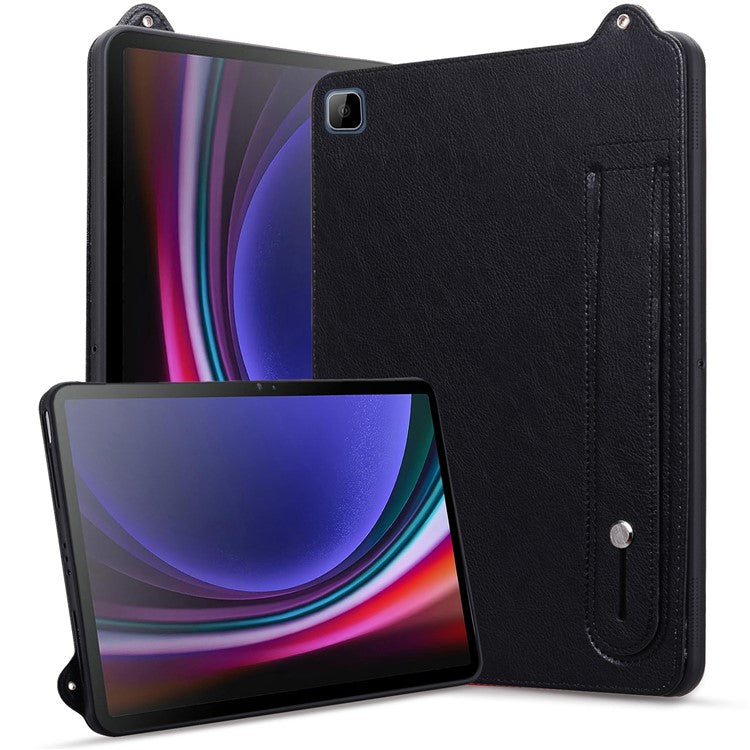 Tablet Case For Honor Pad X8 / Pad X8 Lite / Pad 6 10.1-inch / Huawei Enjoy Tablet 2 10.1 Hand Strap Kickstand Leather Cover - Black