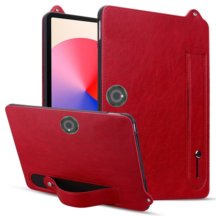 For OnePlus Pad Pro Case Hand Strap Kickstand Leather Tablet Cover - Red