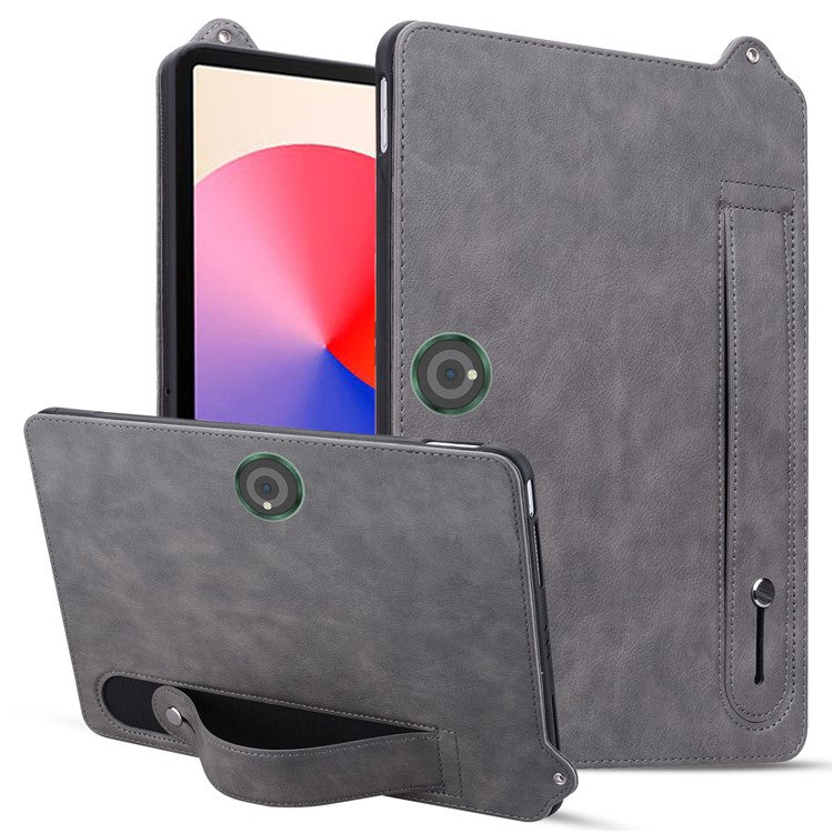 For OnePlus Pad Pro Case Hand Strap Kickstand Leather Tablet Cover - Grey