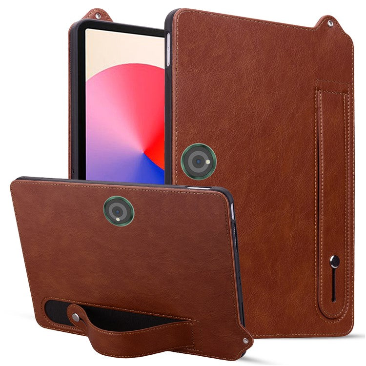 For OnePlus Pad Pro Case Hand Strap Kickstand Leather Tablet Cover - Brown