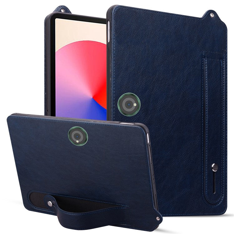 For OnePlus Pad Pro Case Hand Strap Kickstand Leather Tablet Cover - Blue