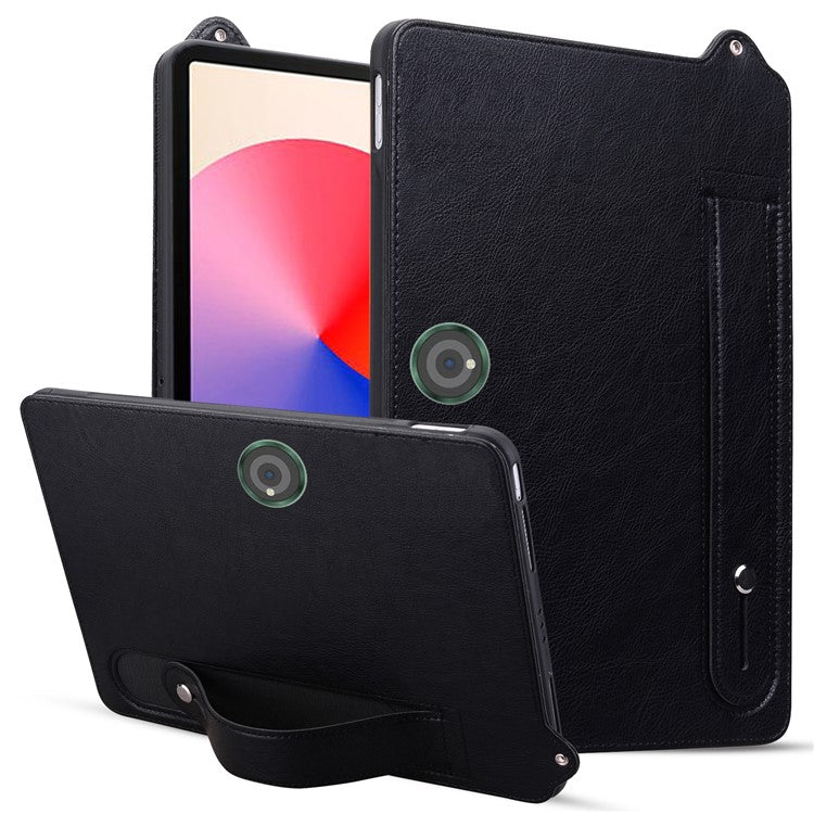 For OnePlus Pad Pro Case Hand Strap Kickstand Leather Tablet Cover - Black