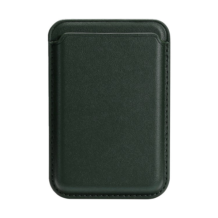 Double Ring Magnetic Card Holder for iPhone 12-16 Series PU Leather Slim Attachment - Midnight Green