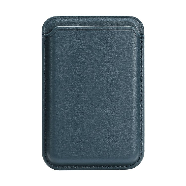 Double Ring Magnetic Card Holder for iPhone 12-16 Series PU Leather Slim Attachment - Navy Blue