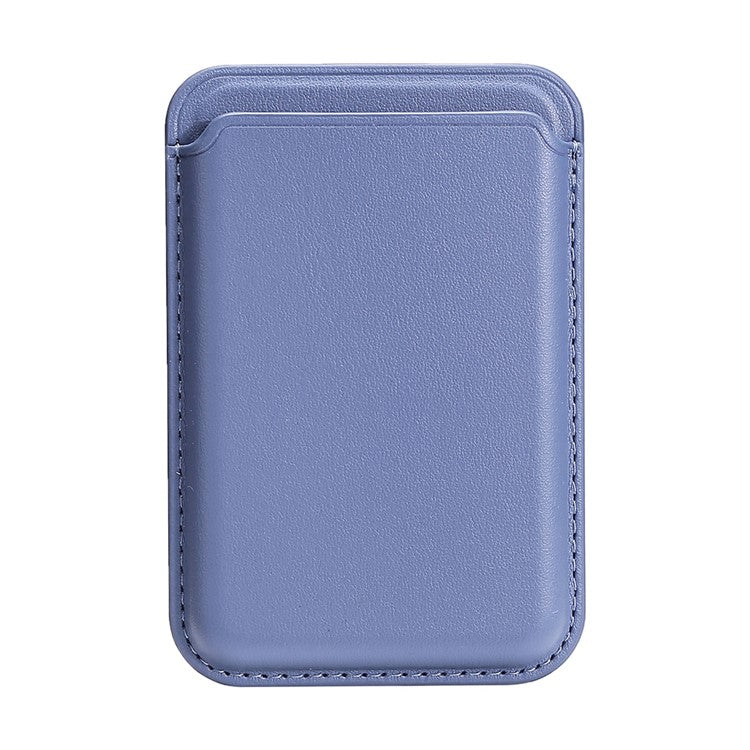 Double Ring Magnetic Card Holder for iPhone 12-16 Series PU Leather Slim Attachment - Light Purple