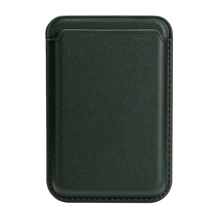 Single Ring Magnetic Card Holder for iPhone 12-16 Series PU Leather Slim Attachment - Midnight Green