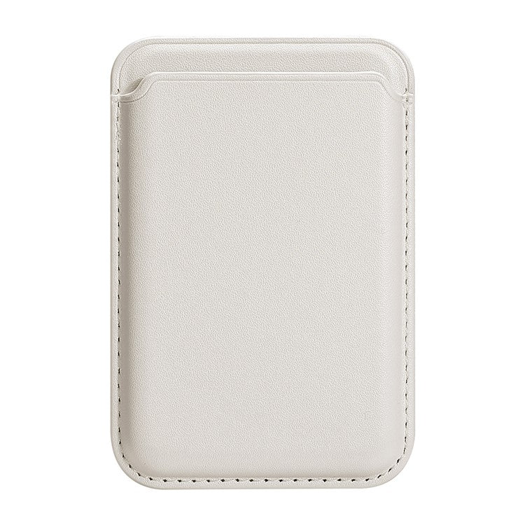 Single Ring Magnetic Card Holder for iPhone 12-16 Series PU Leather Slim Attachment - White