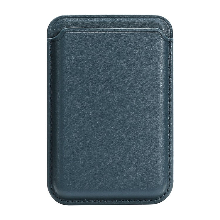 Single Ring Magnetic Card Holder for iPhone 12-16 Series PU Leather Slim Attachment - Navy Blue