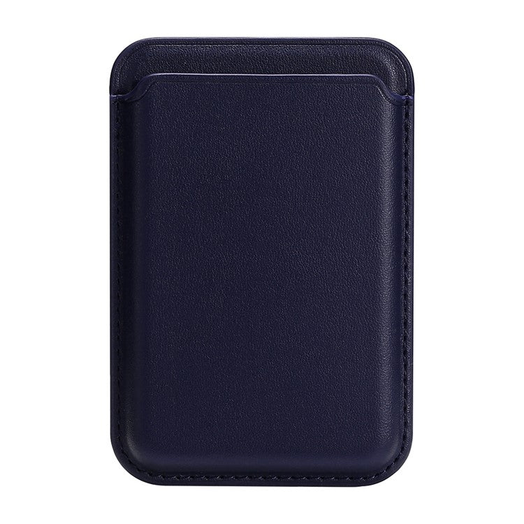 Single Ring Magnetic Card Holder for iPhone 12-16 Series PU Leather Slim Attachment - Blue