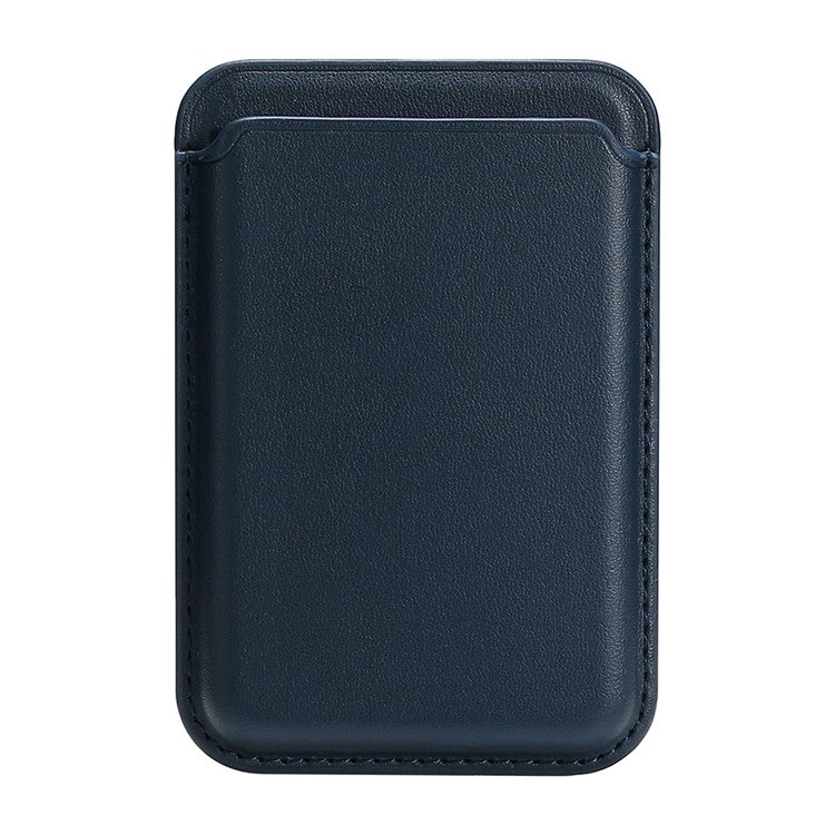 Single Ring Magnetic Card Holder for iPhone 12-16 Series PU Leather Slim Attachment - Dark Blue