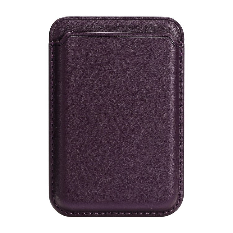 Single Ring Magnetic Card Holder for iPhone 12-16 Series PU Leather Slim Attachment - Dark Purple