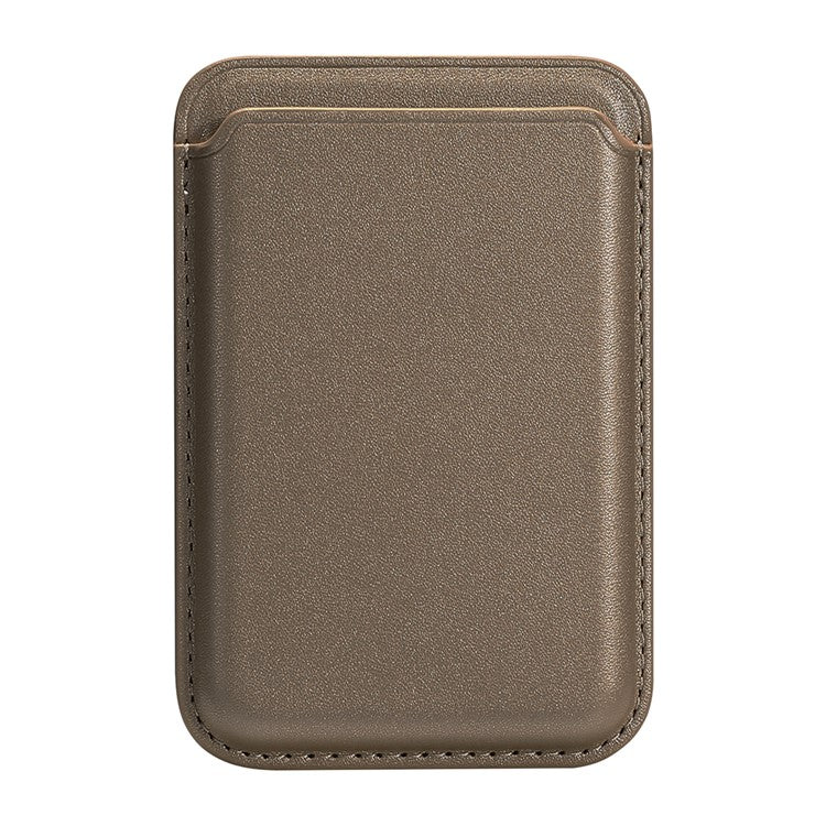 Single Ring Magnetic Card Holder for iPhone 12-16 Series PU Leather Slim Attachment - Titanium Gold