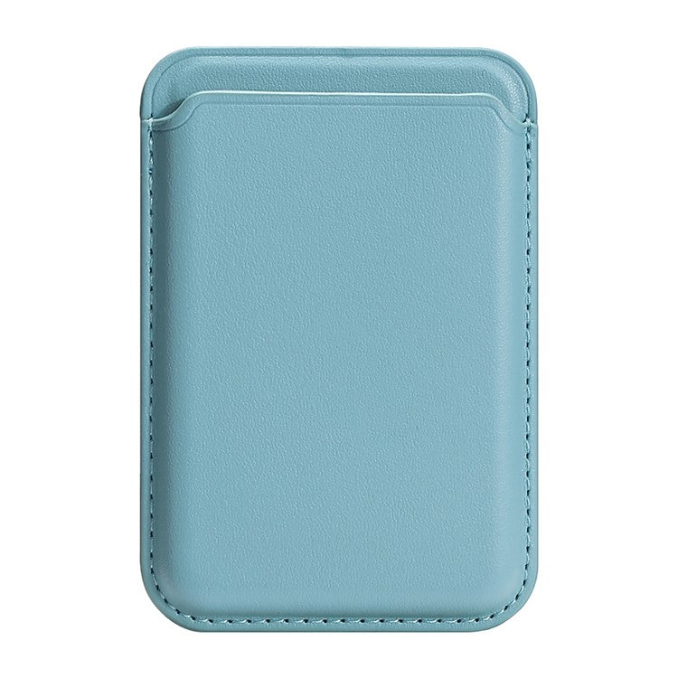 Single Ring Magnetic Card Holder for iPhone 12-16 Series PU Leather Slim Attachment - Baby Blue