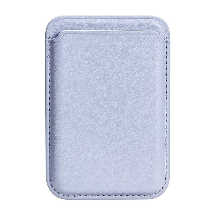 Single Ring Magnetic Card Holder for iPhone 12-16 Series PU Leather Slim Attachment - Light Purple