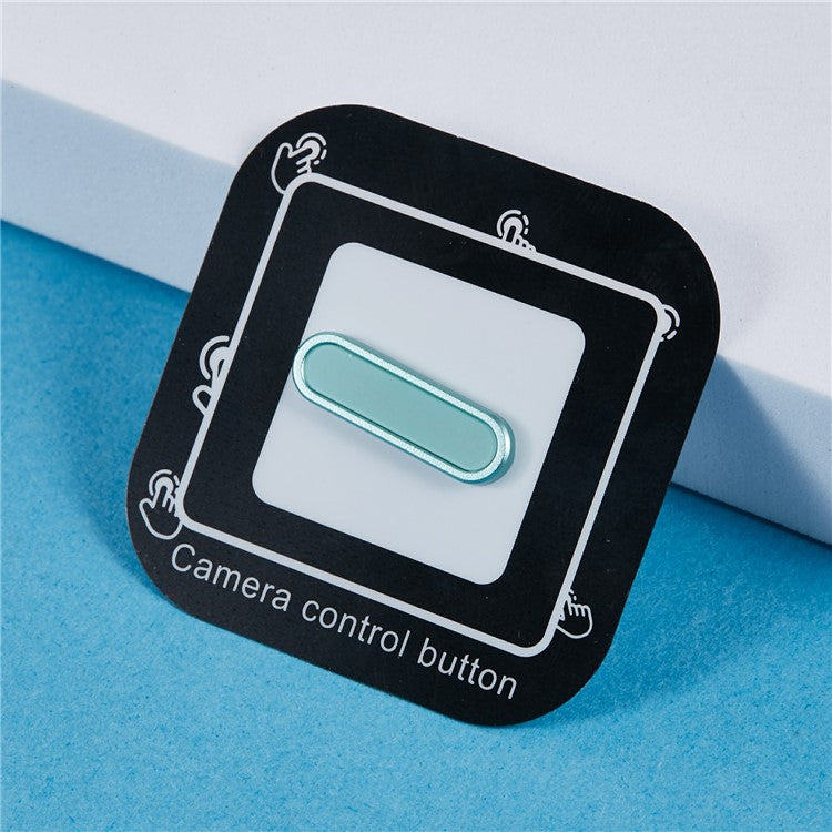 Metal Camera Button Cover For iPhone 16 / 16 Plus / 16 Pro / 16 Pro Max Adjustable Spacing Camera Button Protector - Cyan