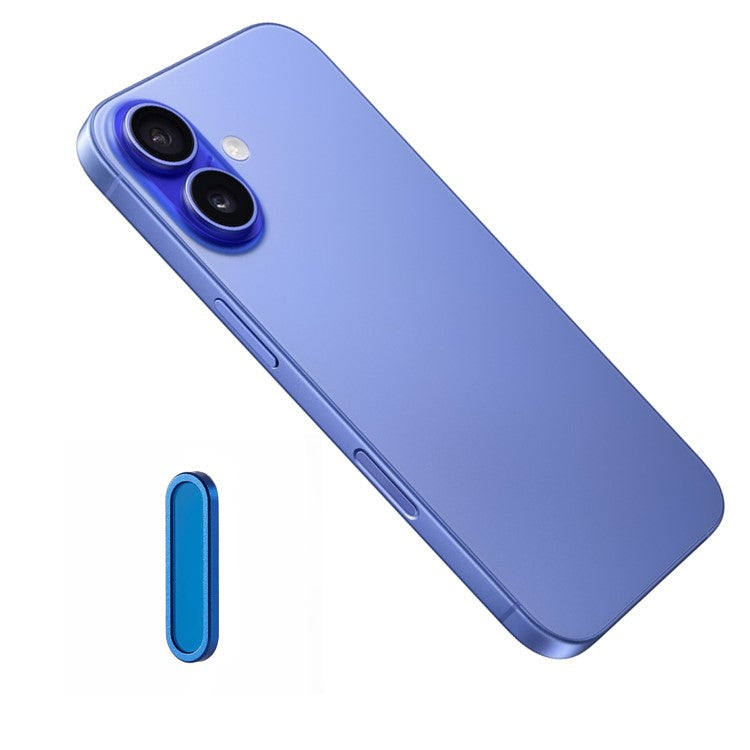 Metal Camera Button Cover For iPhone 16 / 16 Plus / 16 Pro / 16 Pro Max Adjustable Spacing Camera Button Protector - Blue