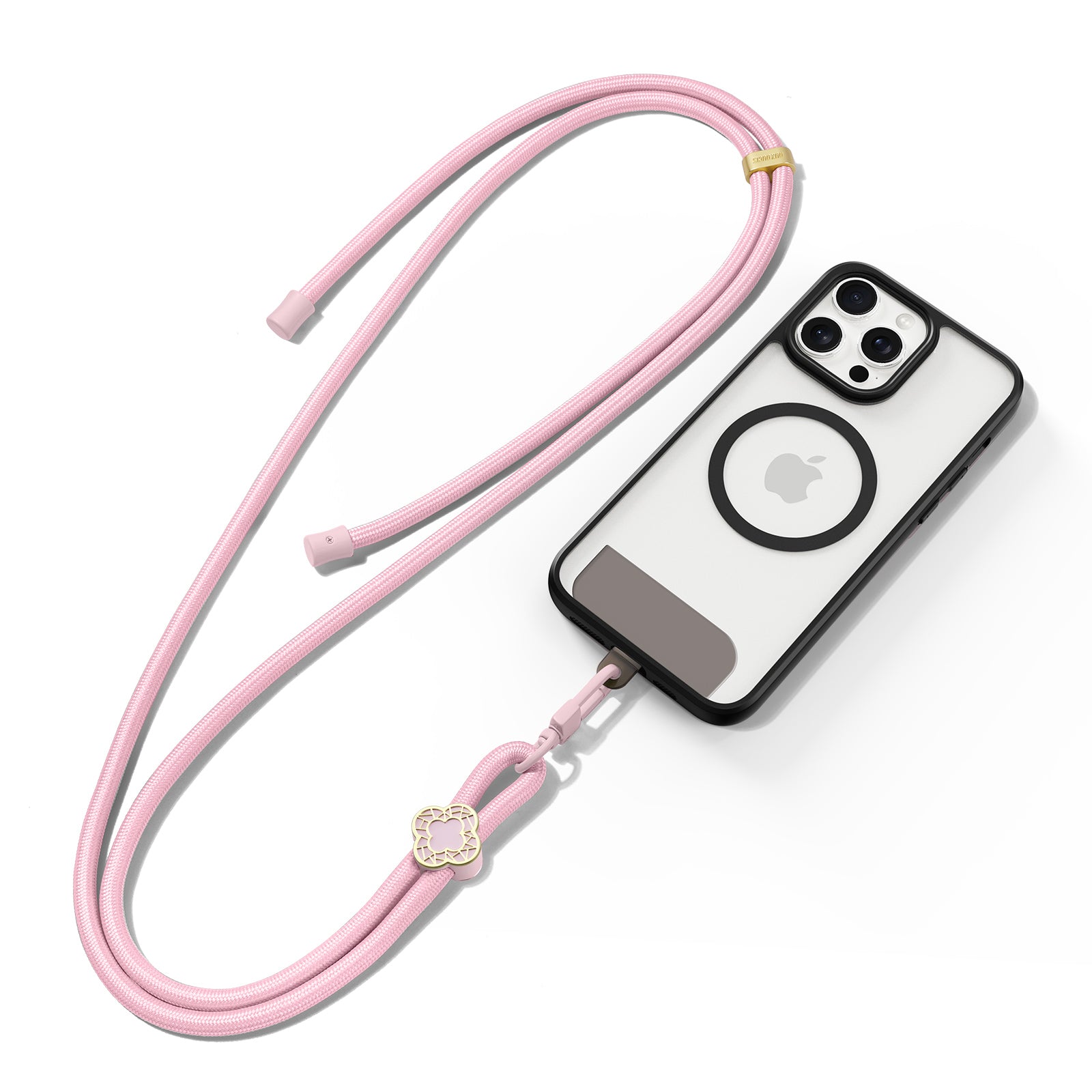 For Universal DUX DUCIS Garden Series Phone Lanyard Adjustable Neck Strap with Begonia Pattern - Light Pink