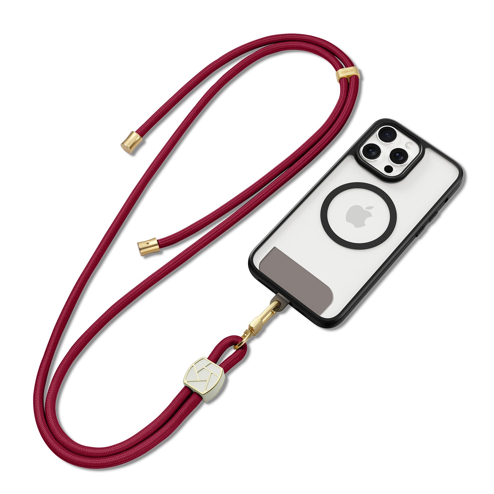 For Universal DUX DUCIS Garden Series Phone Lanyard Adjustable Neck Strap with Ice Crack Pattern - Wine Red