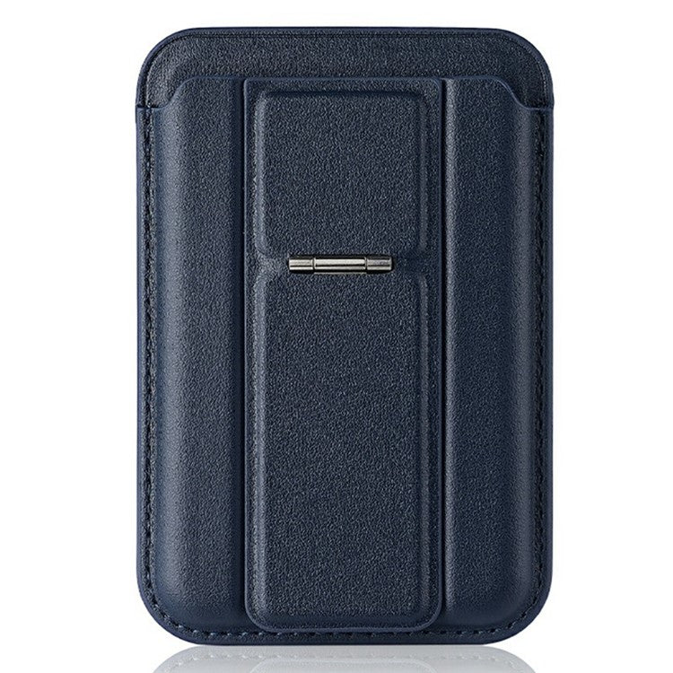 Compatible with MagSafe Leather Magnetic Card Holder Kickstand Combo Multi Card Slots For iPhone Series - Dark Blue