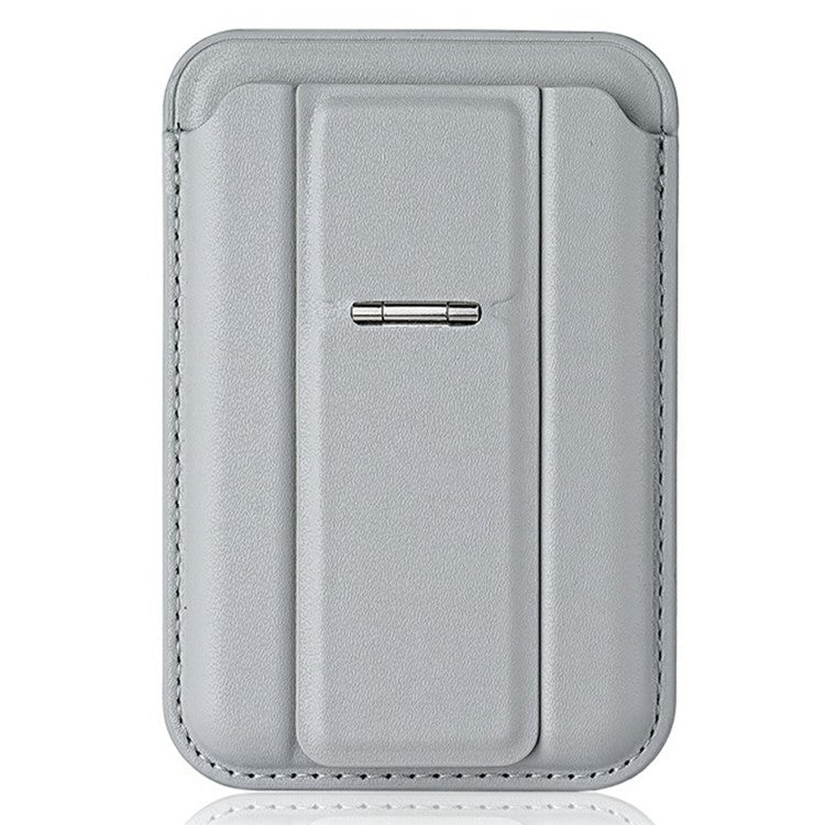 Compatible with MagSafe Leather Magnetic Card Holder Kickstand Combo Multi Card Slots For iPhone Series - Grey