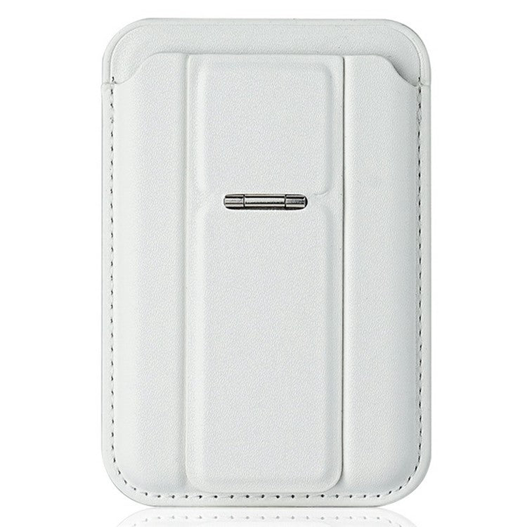 Compatible with MagSafe Leather Magnetic Card Holder Kickstand Combo Multi Card Slots For iPhone Series - White