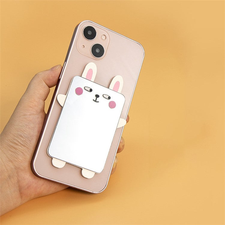 Cute Cartoon Animal Traceless Adhesive Portable Mirror on Cell Phone for Makeup - Pig