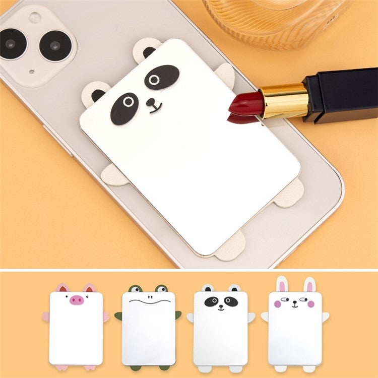 Cute Cartoon Animal Traceless Adhesive Portable Mirror on Cell Phone for Makeup - Pig