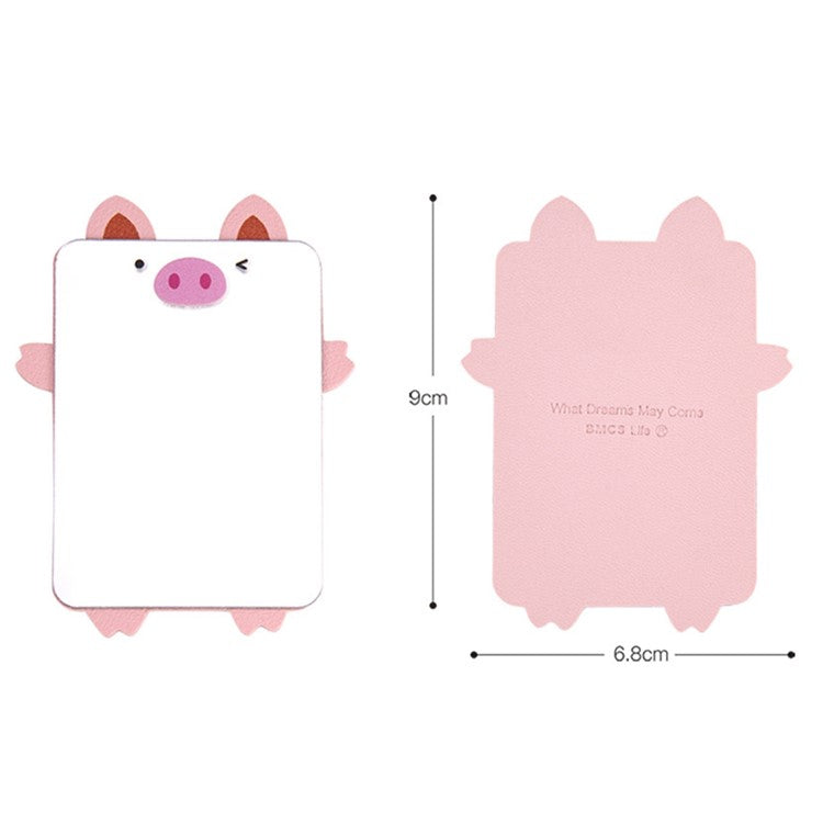 Cute Cartoon Animal Traceless Adhesive Portable Mirror on Cell Phone for Makeup - Pig