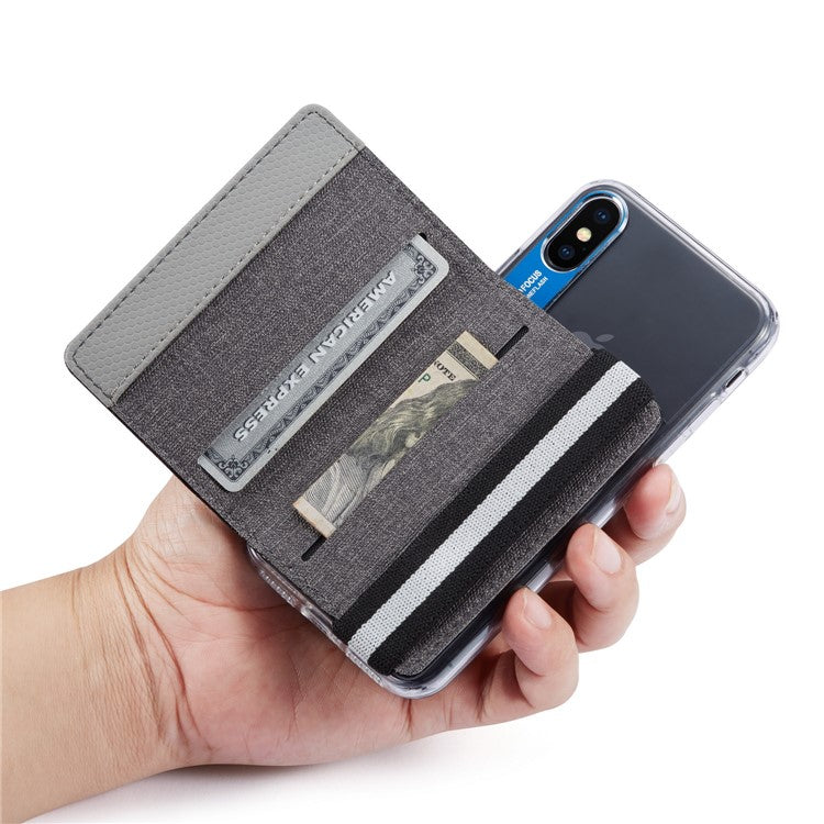 MUXMA MX110 Phone Card Holder Elastic Band Grip Phone Wallet RFID Blocking Adhesive Stick On Credit Card Pocket for Back Of Phone Case - Black