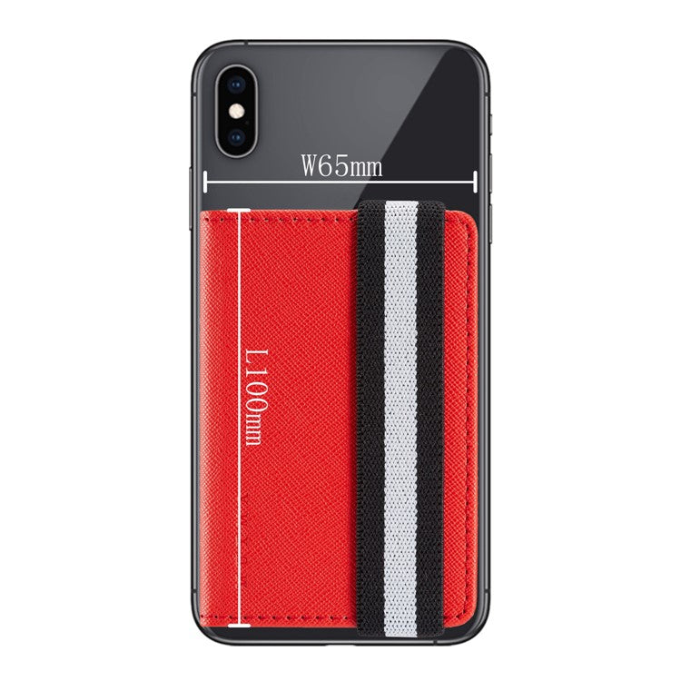 MUXMA MX110 Phone Card Holder Elastic Band Grip Phone Wallet RFID Blocking Adhesive Stick On Credit Card Pocket for Back Of Phone Case - Red