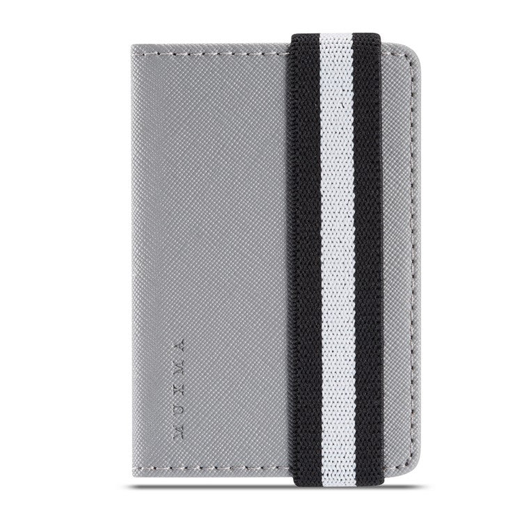 MUXMA MX110 Phone Card Holder Elastic Band Grip Phone Wallet RFID Blocking Adhesive Stick On Credit Card Pocket for Back Of Phone Case - Grey