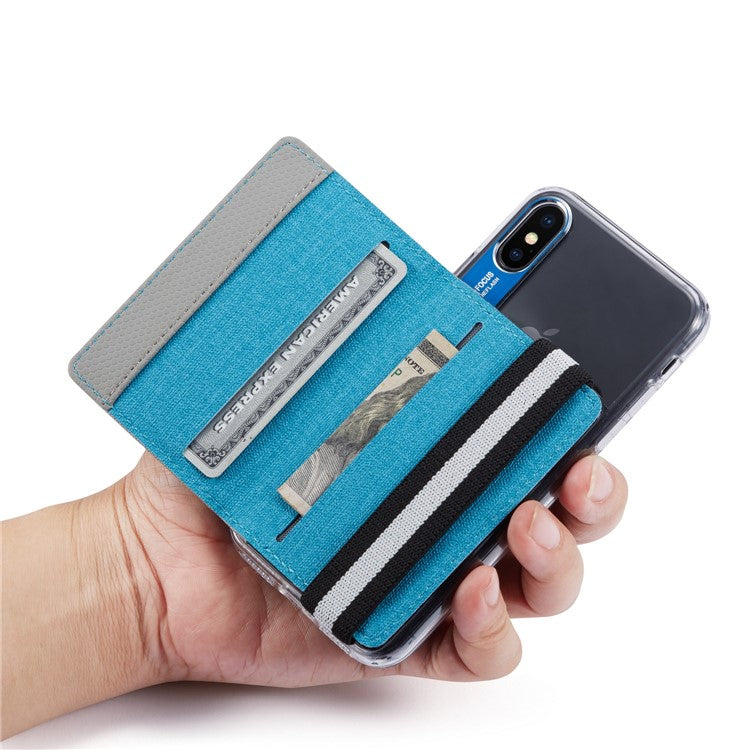 MUXMA MX110 Phone Card Holder Elastic Band Grip Phone Wallet RFID Blocking Adhesive Stick On Credit Card Pocket for Back Of Phone Case - Grey