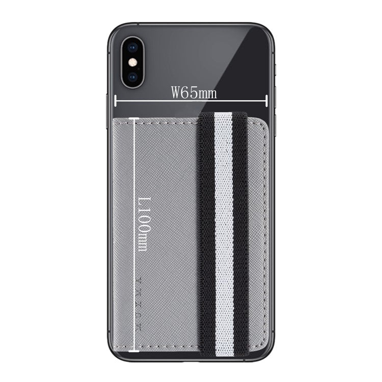 MUXMA MX110 Phone Card Holder Elastic Band Grip Phone Wallet RFID Blocking Adhesive Stick On Credit Card Pocket for Back Of Phone Case - Grey