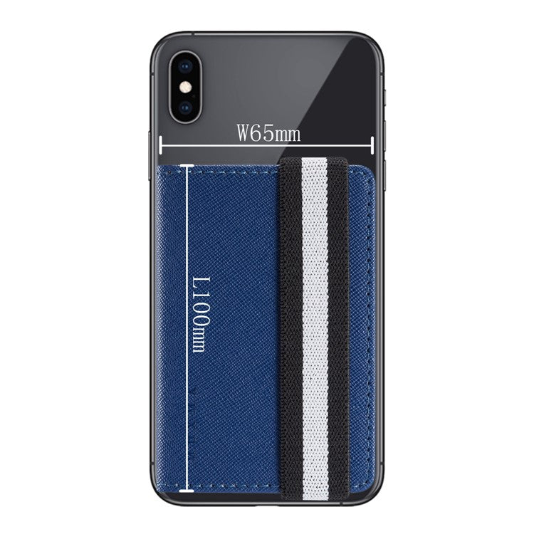 MUXMA MX110 Phone Card Holder Elastic Band Grip Phone Wallet RFID Blocking Adhesive Stick On Credit Card Pocket for Back Of Phone Case - Blue