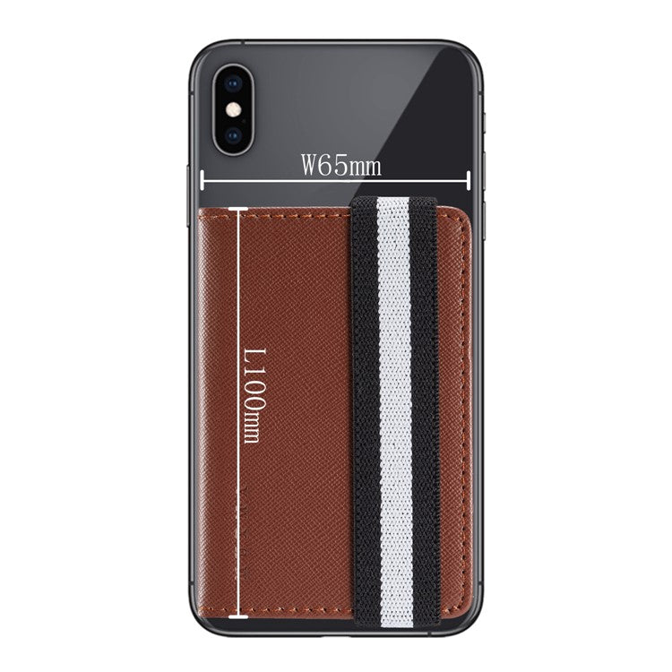 MUXMA MX110 Phone Card Holder Elastic Band Grip Phone Wallet RFID Blocking Adhesive Stick On Credit Card Pocket for Back Of Phone Case - Brown