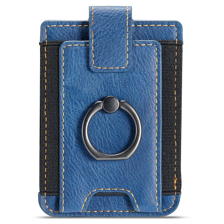 MUXMA MX116 Phone Card Holder RFID Blocking Ring Card Holder Sleeve Stick-On Pull up 8 Card Holder - Blue