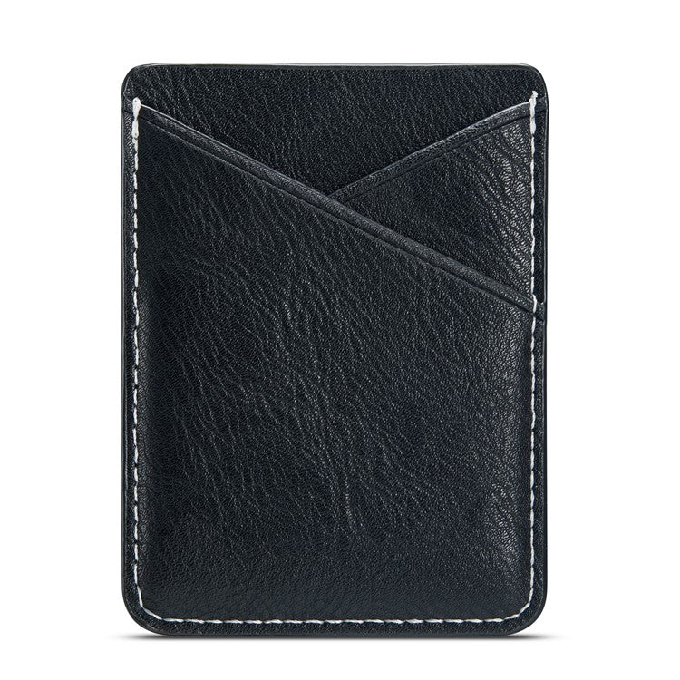 MUXMA MX105 Phone Card Holder Leather Phone Wallet Stick On Card Holder for Back of Phone Card Pouch Pocket - Black