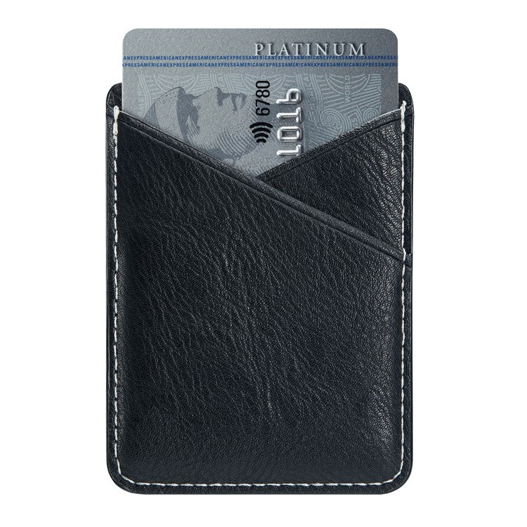 MUXMA MX105 Phone Card Holder Leather Phone Wallet Stick On Card Holder for Back of Phone Card Pouch Pocket - Black