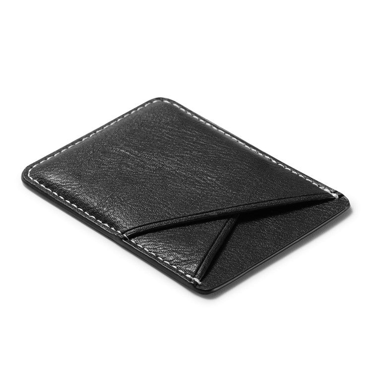 MUXMA MX105 Phone Card Holder Leather Phone Wallet Stick On Card Holder for Back of Phone Card Pouch Pocket - Black