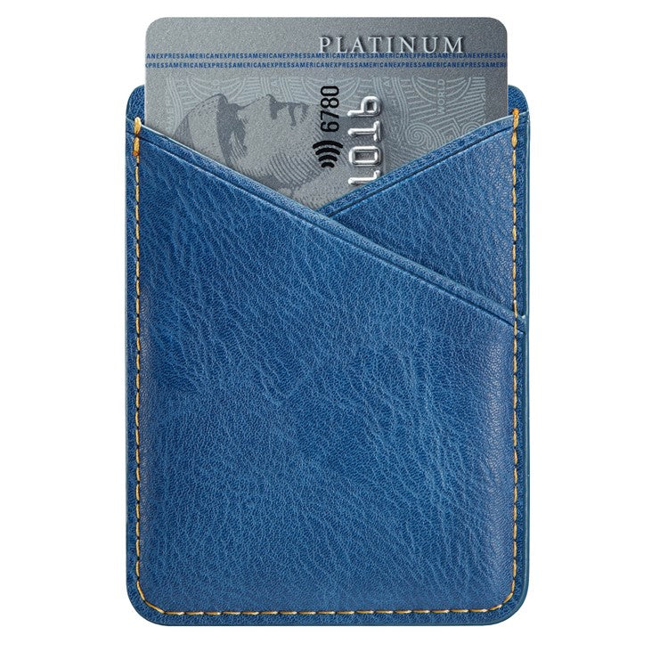 MUXMA MX105 Phone Card Holder Leather Phone Wallet Stick On Card Holder for Back of Phone Card Pouch Pocket - Blue