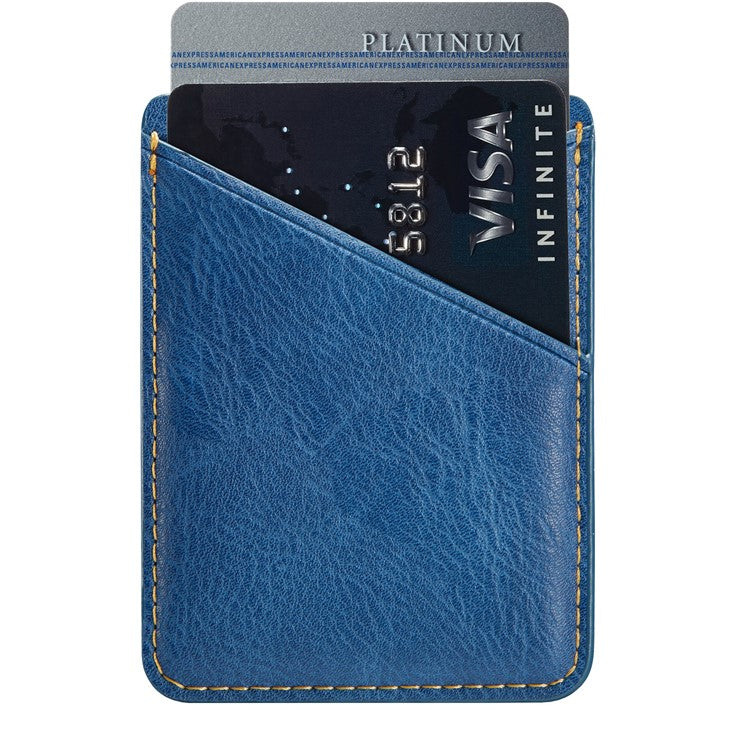 MUXMA MX105 Phone Card Holder Leather Phone Wallet Stick On Card Holder for Back of Phone Card Pouch Pocket - Blue