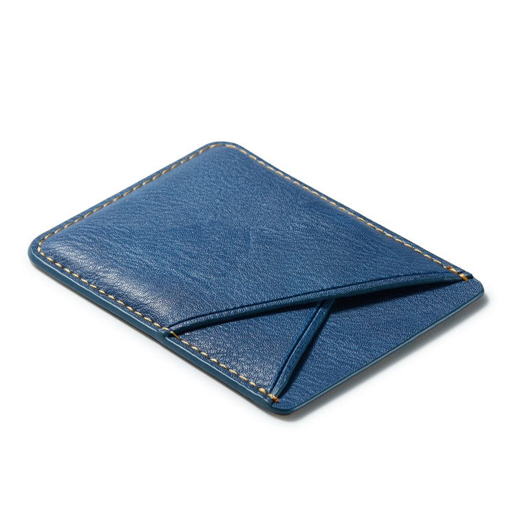 MUXMA MX105 Phone Card Holder Leather Phone Wallet Stick On Card Holder for Back of Phone Card Pouch Pocket - Blue