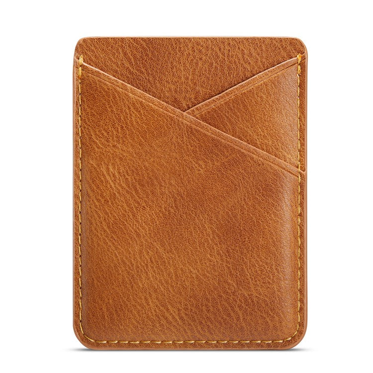 MUXMA MX105 Phone Card Holder Leather Phone Wallet Stick On Card Holder for Back of Phone Card Pouch Pocket - Brown