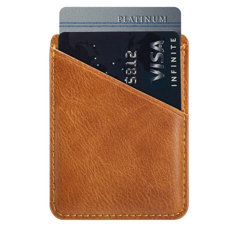 MUXMA MX105 Phone Card Holder Leather Phone Wallet Stick On Card Holder for Back of Phone Card Pouch Pocket - Brown