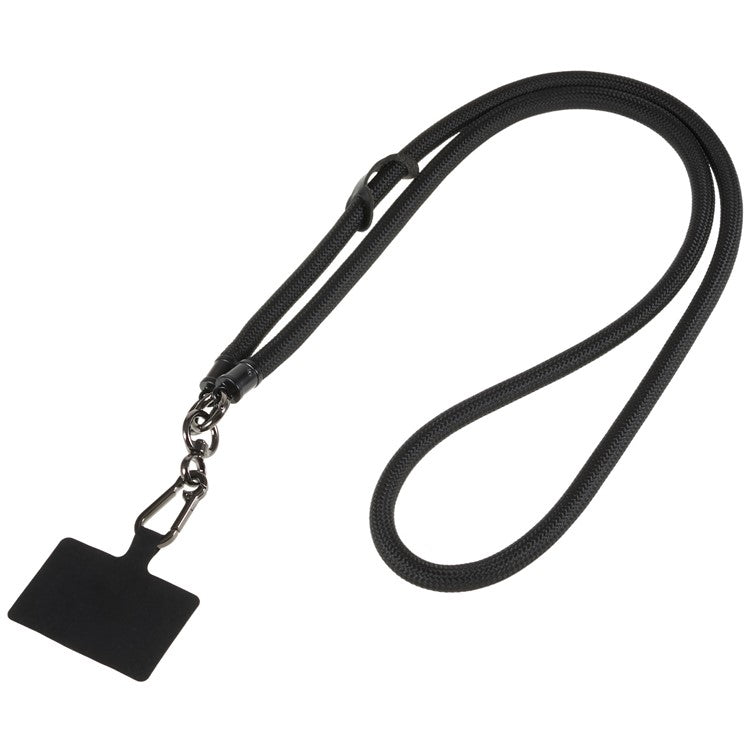 1.2m Thicken Mobile Phone Neck Shoulder Strap Anti-lost Phone Round Lanyard with Tether Tab - Black