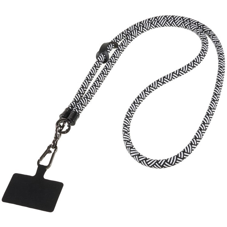 1.2m Thicken Mobile Phone Neck Shoulder Strap Anti-lost Phone Round Lanyard with Tether Tab - Black / White