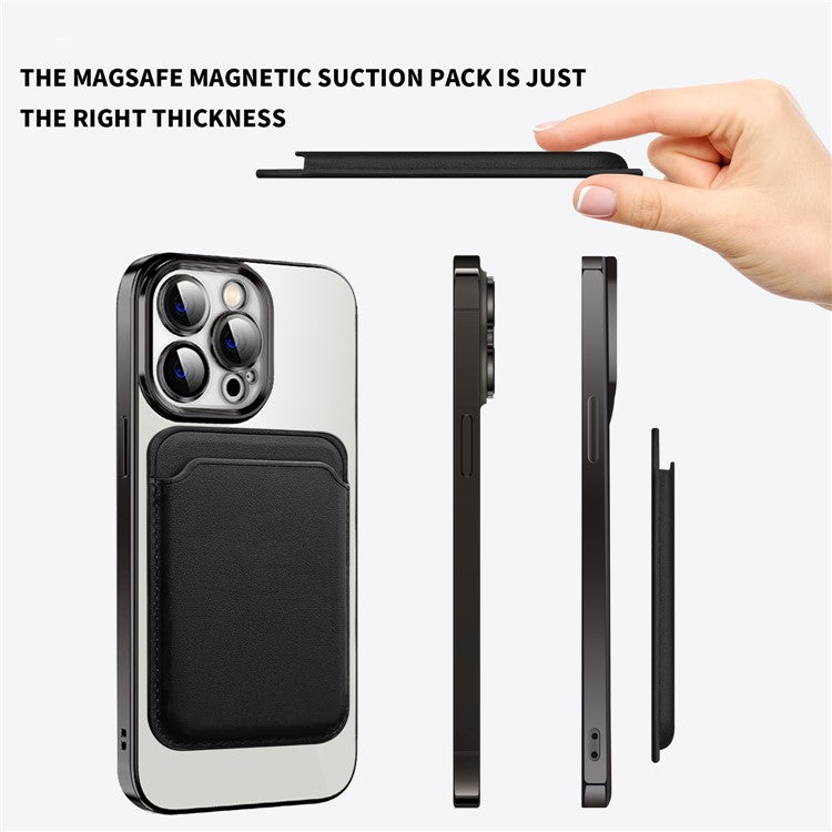 Magnetic Phone Wallet Secure Credit Card Holder Compatible with MagSafe for Back Of Phone - Black