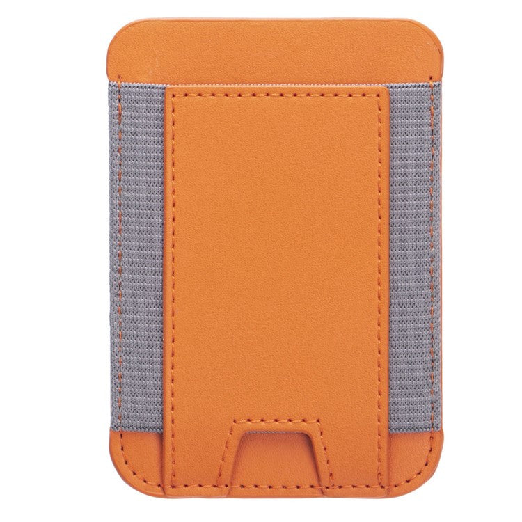 Stretchy Magnetic Card Holder for iPhone 14 / 13 / 12 Series PU Leather Card Cash Pouch Bag - Orange